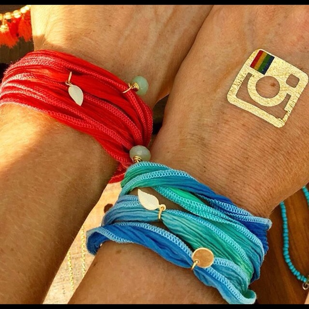 Silk wrap charm bracelet